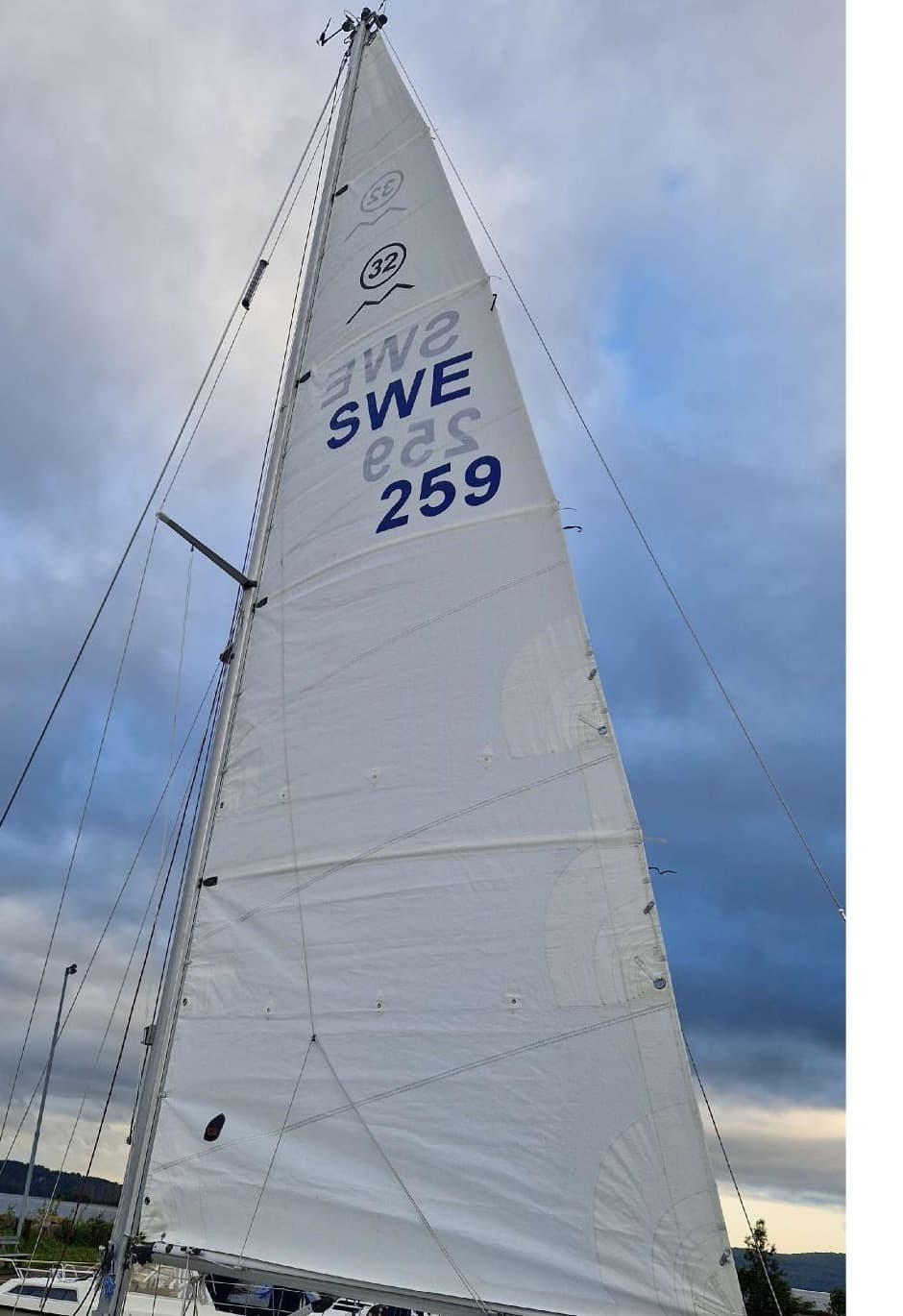 S/Y Gabriel's main sail with Swedish registration SWE 259